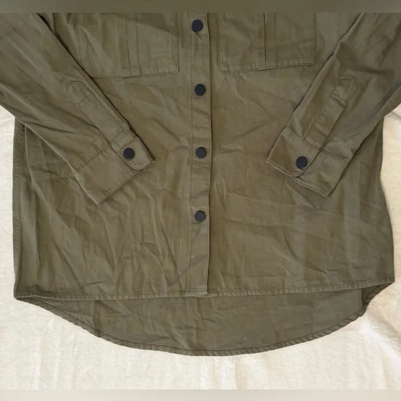 Malibu Bum Army Green Shacket Small Button-Up Utility Layering Top - Picture 14 of 16
